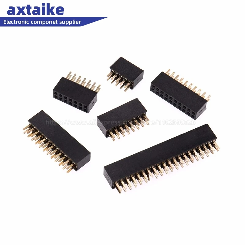 

10PCS 1.27mm 2*3P-50P Black Double row Female Header Connector 3P 4P 5P 6P 7P 8P 10P 12P 15P 20P 25P 30P 40P 50P Pin PCB JST