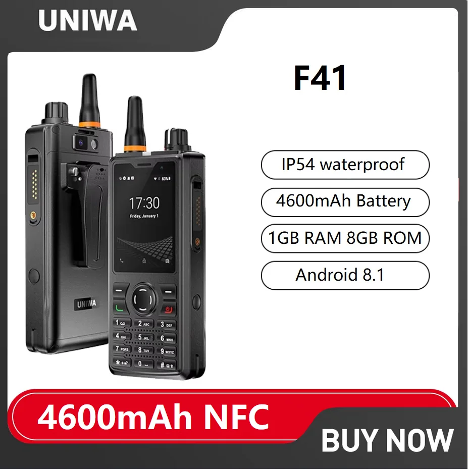 UNIWA F41 4G POC Walkie Talkie Zello Прочный телефон 2 4 "сенсорный экран 1 ГБ + 8