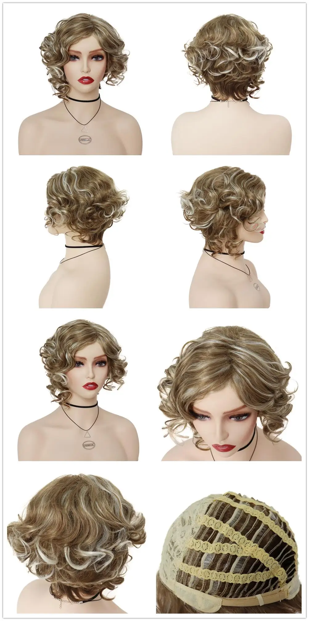 Синтетический женский парик GNIMEGIL светлые натуральные короткие вьющиеся волосы