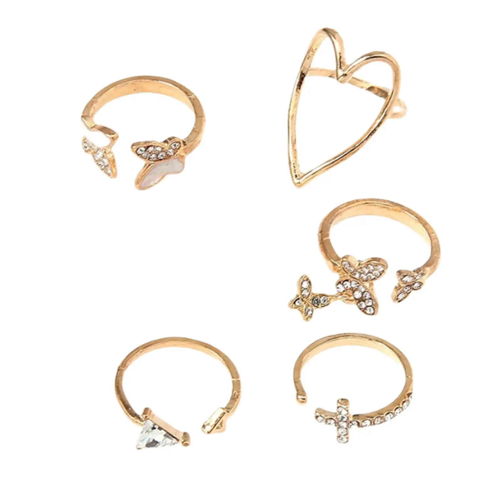 5x Boho Knuckle Rings Butterfly Heart Stackable Gold Wedding Gifts Birthday images - 6