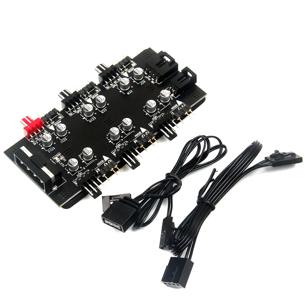 

5pcs/pack 4pin 1-6 way fan hub with PWM control and IDE power supply ARGB HUB 4pin fan hub 5V 3pin RGB hub