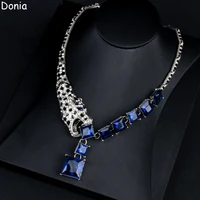 donia jewelry european and american retro blue gemstone womens leopard necklace dinner party luxury animal necklace