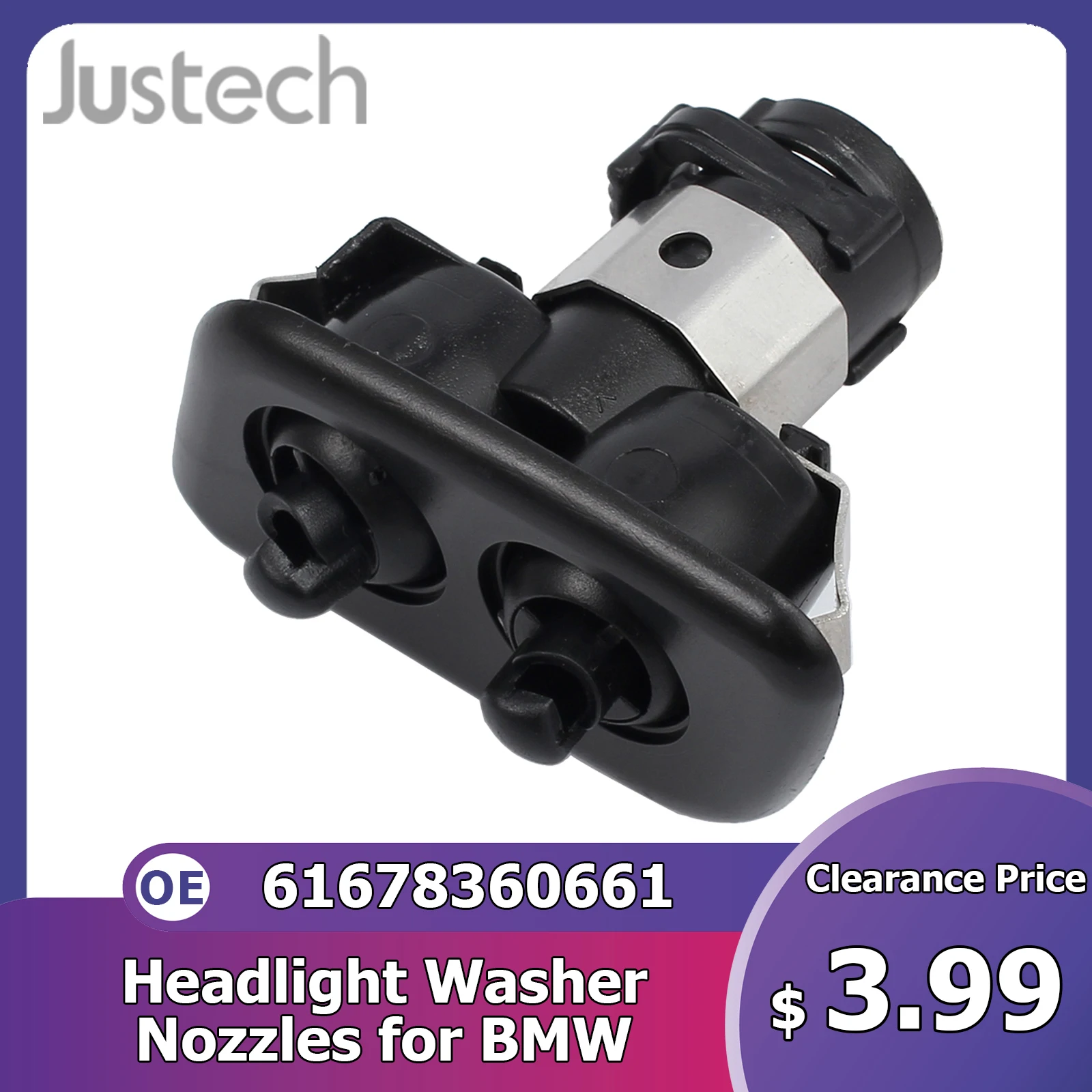Justech Left Headlight Washer Nozzles 61678360661 For BMW M5 E39 525i 525iT 528i  528iT 530i 540i 540iT