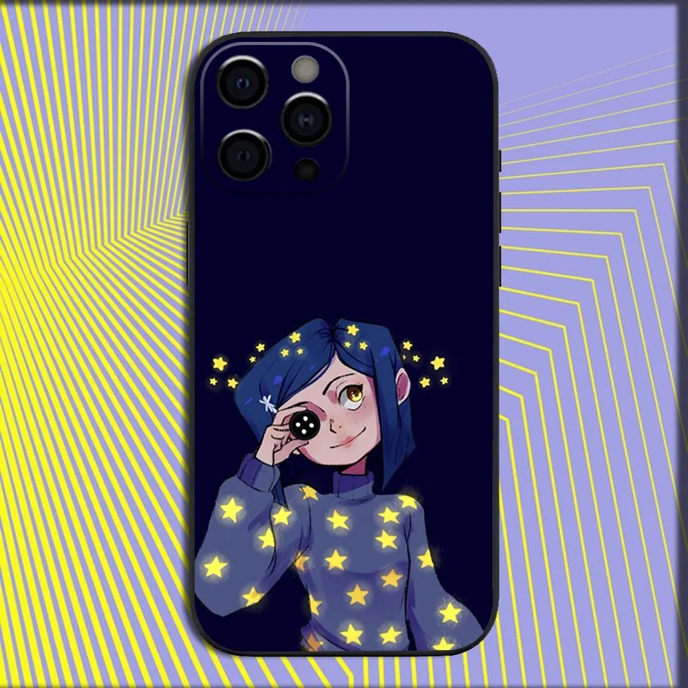 Чехол для телефона с рисунком ужасов C-Cora_lineS iPhone 16 15 14 13 12 11 Pro X XS Max XR Plus Mini Soft Black Cover