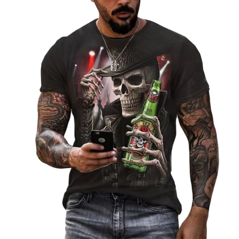 

Skulls 3D Print Personality T Shirts for Men Women Casual Loose Top T-shirt Oversized Male Summer Short Sleeve Tees 100 to 6XL