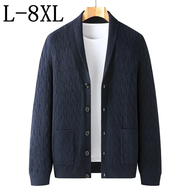 

7XL 6XL 8XL 2023 New Winter Thick Warm Knit Cardigan Men Sweaters Top Quality Loose Male Sweatercoat Casual Mens Jackets