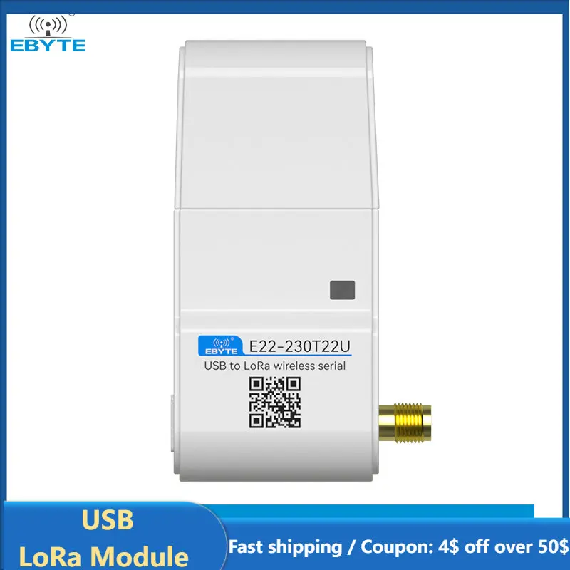 Фото Модуль LoRa SX1262/SX1268, USB интерфейс 230/400 МГц EBYTE E22-230/900/900T22U 22 дБм с антенной RSSI LBT 5KM DIP модуль №1
