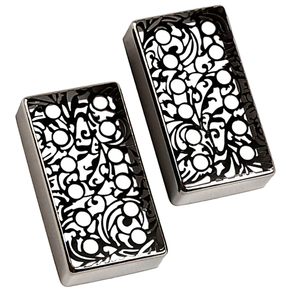 

2 Pcs Guitar Pickup Supplies Electric Replacement Part Protective Covers Carved Pickups Covering Metal Sound