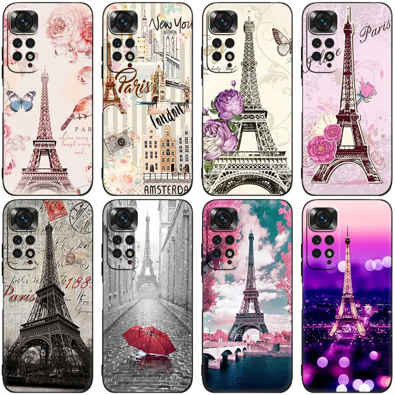 Чехол для телефона с изображением Парижской Эйфелевой башни, силиконовый чехол для Xiaomi Redmi Note 12 + 11 11S 11T 11E 10 10T 5G 10S 9S 9 8T 7 6 Pro, черный Чехол для телефона с изображением Парижской Эйфелевой башни, силиконовый чехол для Xiaomi Redmi Note 12 + 11 11S 11T 11E 10 10T 5G 10S 9S 9 8T 7 6 Pro, черный