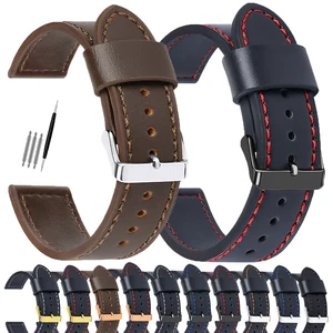 Imported 18mm 20mm 22mm 24mm Vintage Genuine Leather Watch Strap Universal Bracelet for Men Women Replacement