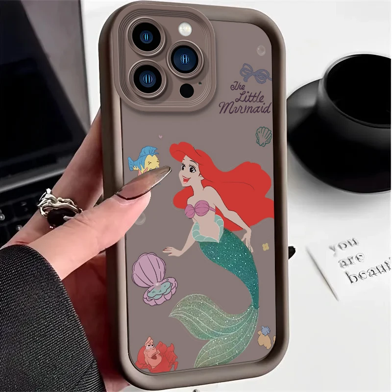 Disney Snow White Ariel Case for iPhone 16 15 14 13 12 11 Pro Max XS X XR 8 7 6S 6 Plus SE 2020 Liquid Silicone Shockproof Cover