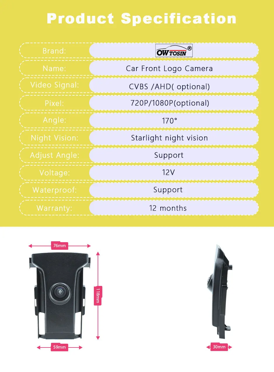 Для Toyota Land Cruiser Prado 150 J150 LC150 2014 2015 2016 2017 Автомобильная камера 170 ° AHD 1920*1080P Передняя с