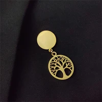 stainless steel round brooch for men pendant personalised tree of life broochs charms diy broochs gifts for parents and children
