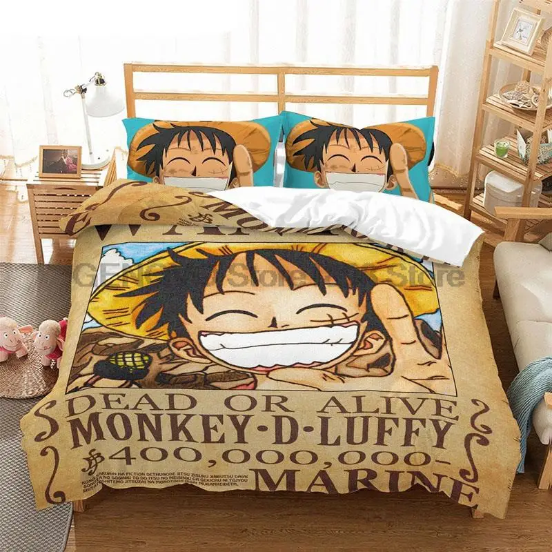 

Anime 3D ONE PIECE Printed Bedding Set King Duvet Cover Pillow Case Comforter Cover Adult Kids Bedclothes Bed Linens 02