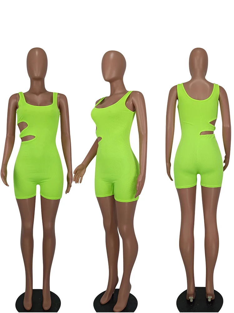 Модные Обтягивающие Комбинезоны без рукавов с низким вырезом и высокой талией