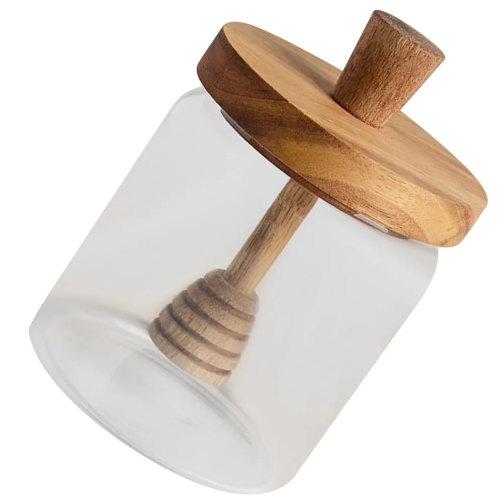 

Honey Glass Jar Kitchen Dispenser Clear Container Lid Stirring Rod Jars Dipper Pots Lids Covered