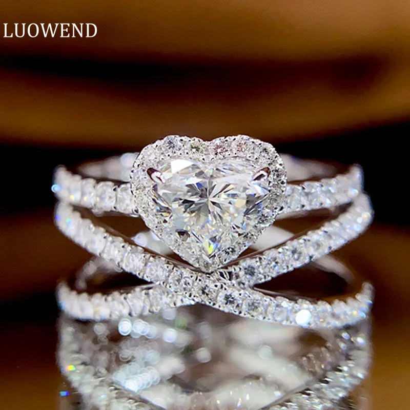 LUOWEND 18K кольца из белого золота