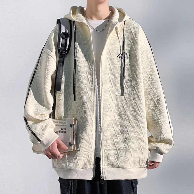 

Куртка мужская мешковатая на молнии, спортивная водонепроницаемая ветровка, однотонная куртка-бомбер с капюшоном, большие размеры 5xl