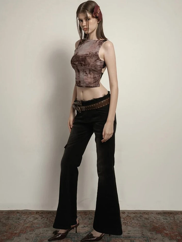 Weird Puss Millennium Gyaru Ретро жилет без рукавов с принтом тай-дай женский Y2g городской