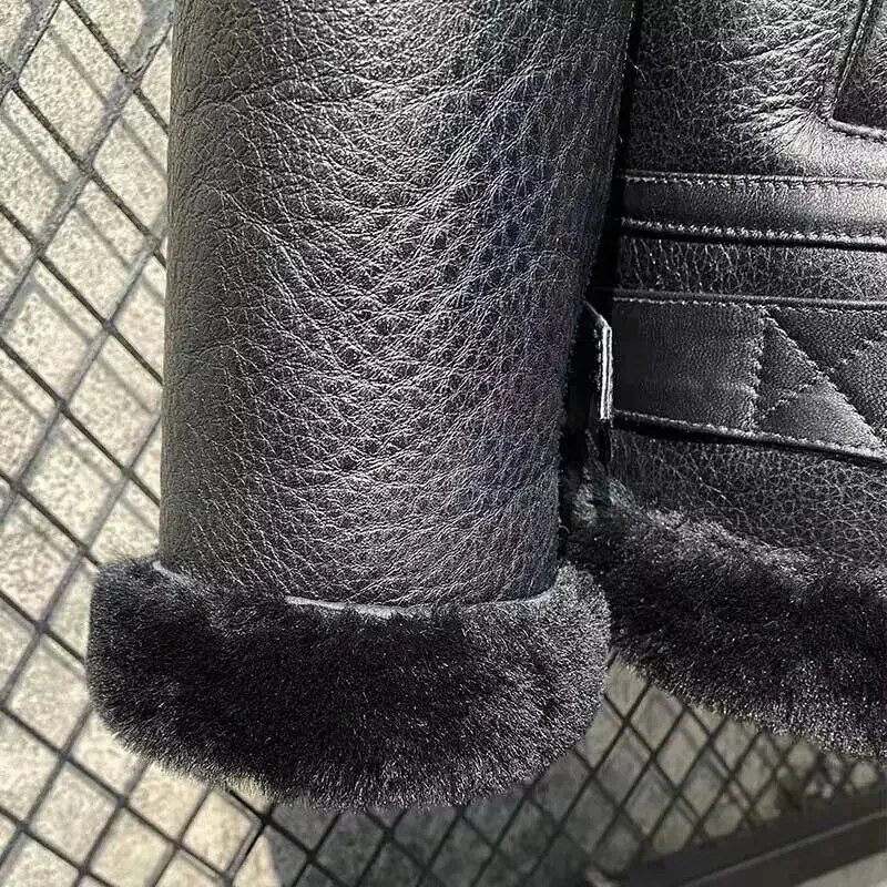 Новинка 2025 мужское пальто из натуральной овчины куртка с шерстяной подкладкой