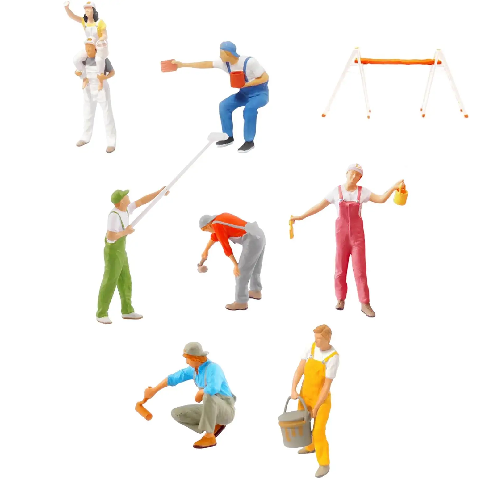 

Hand Painted 1:87 Miniature People Figurines Desktop Decor Painter Figurines Toys for Miniature Scenes