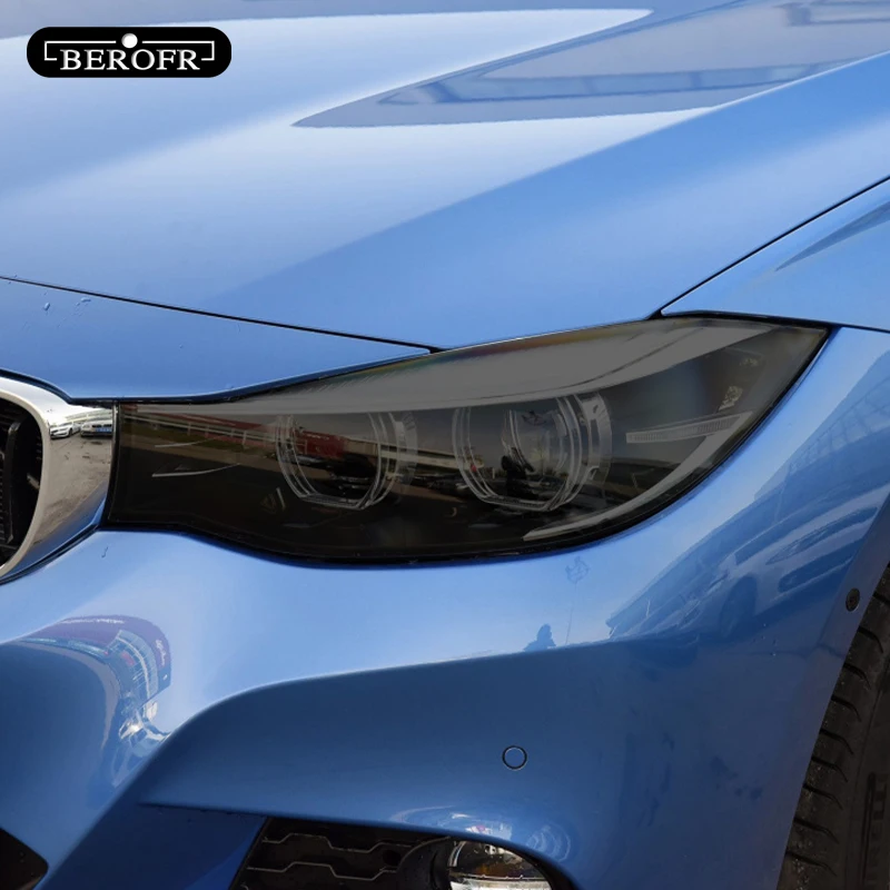 

2P For BMW 3 Series GT F34 2013-On Car Headlight Tint Smoke Black Protective Film Protection Transparent TPU Sticker Accessories