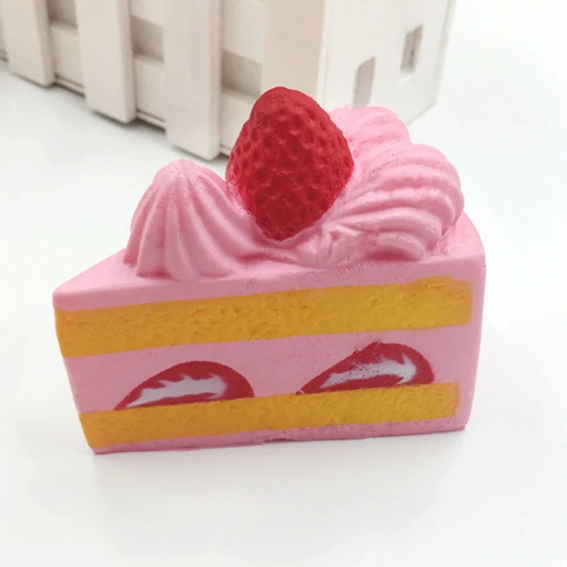 Stress Toy Food Fidget Cake Slice to Press Pinch Soft Squishy for Children ADD Calm Focus Anxious Kids Concentration |