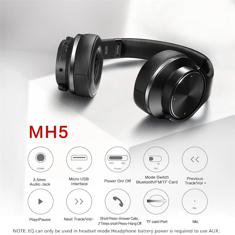 Беспроводные наушники 2 в 1, складные NFC Hi-Fi стереонаушники SODO, Bluetooth-совместимые наушники 5,0 с микрофоном, поддержка TFFM (art.: 3a367e06fc6) - 3a367e06fc6