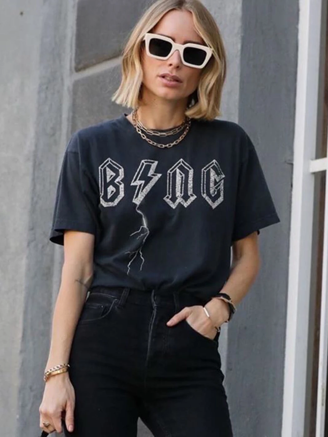 

Aesthetic Letter Graphic T-shirts Women 2023 Summer Clothes O Neck Washed Vintage Short Sleeve T-shirt Fashion Tees Tops Female