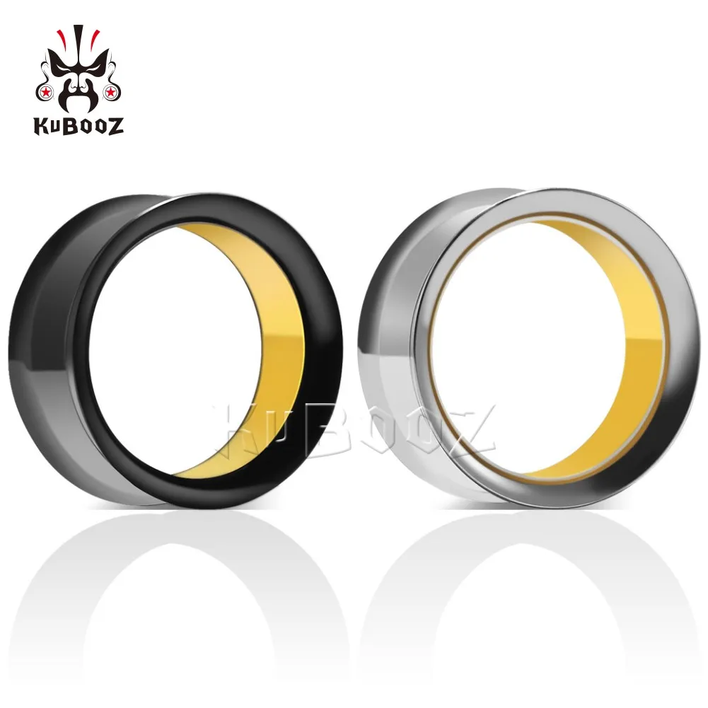 

KUBOOZ Simple Stainless Steel Double Color Ear Piercing Plugs Tunnels Gauges Stretchers Body Jewelry Earring Expanders 2PCS