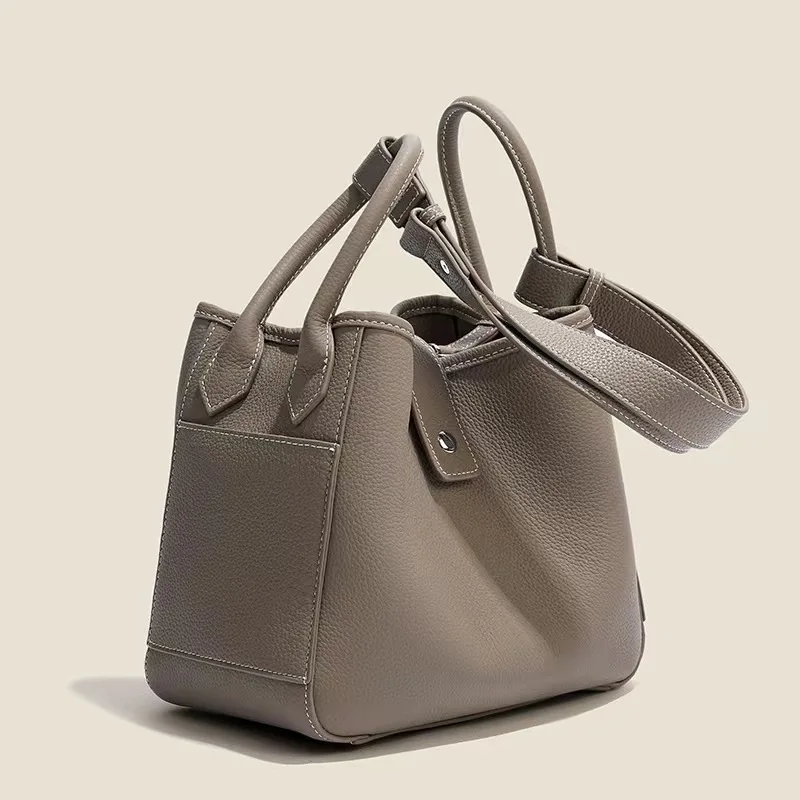 

New 2022 sugar bag leather bucket bag One shoulder diagonal women's bag Simple large capacity portable vegetable basket bag