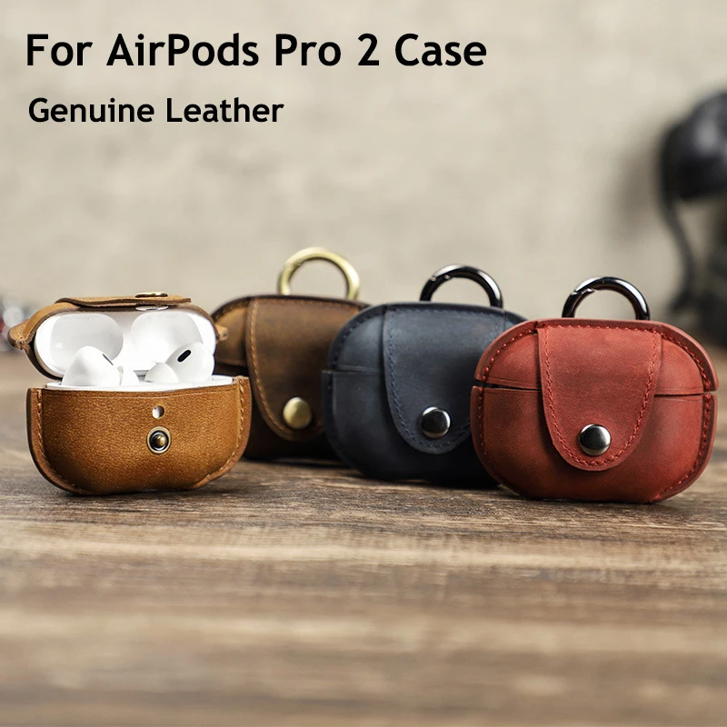 

Genuine Leather Case For AirPods Pro 2 Case for Apple AirPods Pro2 Case Luxury Leather Cover for AirPod Pro 2nd Generation Funda