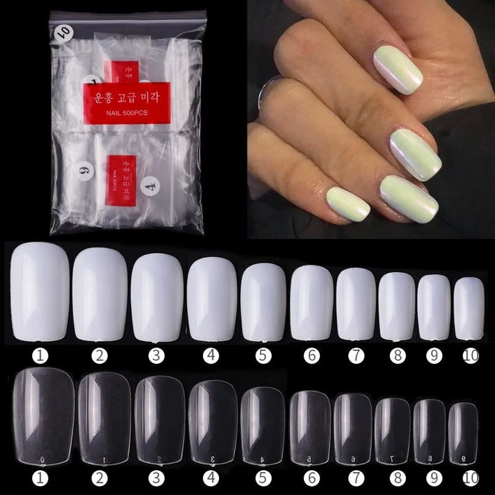 

500cps Nail Art Fake Nails Short Painted Nail Round Head Full Fake Nail Patches