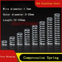 304 stainless steel compression spring 304 sus compressed spring wire diameter 1 0mm y type rotor return spring 10pcs 1 0mm