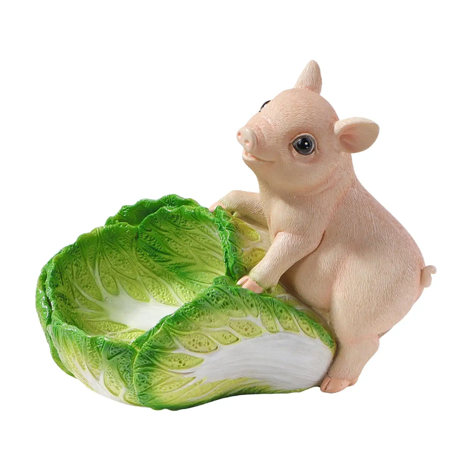

Piggy Statue Storage Bowl Animal Sculpture Resin Figurine Snacks Container
