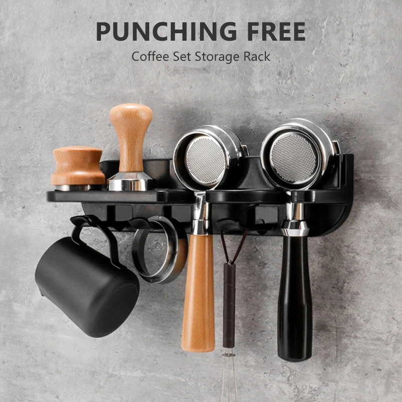 

51/54/58mm Coffee Set Portafilter Storage Wall Rack Self-adhesive Wall Mount Espresso Coffee Filter Holder Coffee Accessories