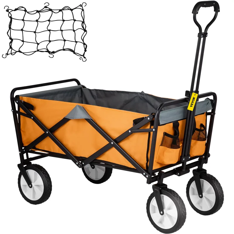 VEVORbrand Collapsible Wagon Cart ,Folding Wagon Cart , 176 lbs Load Beach Wagon Oversized Wheels, Portable Foldi