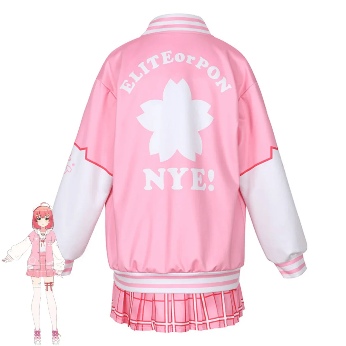 Аниме виртуальный YouTuber Сакура Мико косплей костюм VTuber Hololive розовый JK школьная