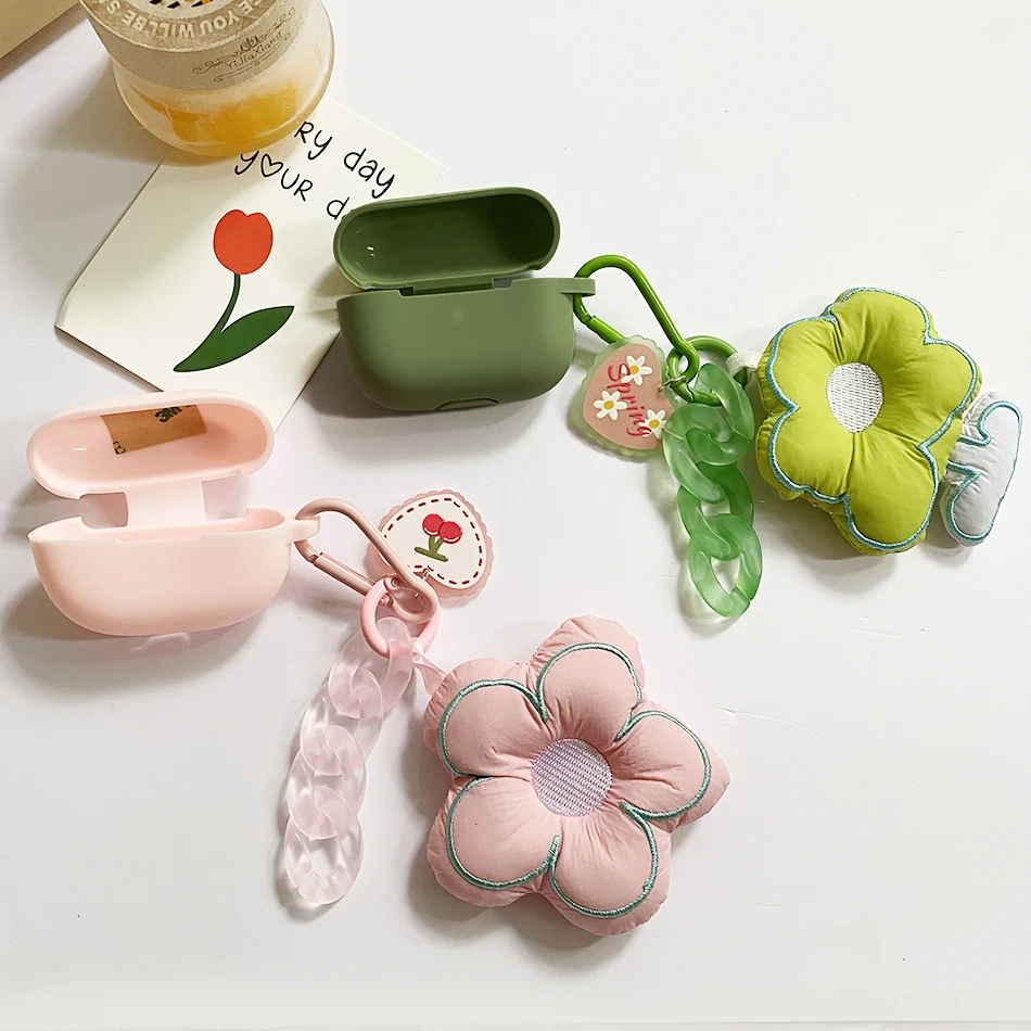 

Luxury Flower Case For OPPO Enco Free 2 / Free 2i Case Silicone Bluetooth Earphone Cover With Keychain For OPPO Free 2i Case bag