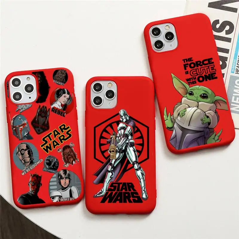 

Star wars The Mandalorian Yoda Phone Case For iphone 13 12 11 Pro Max Mini XS 8 7 6 6S Plus X SE 2020 XR Red Cover