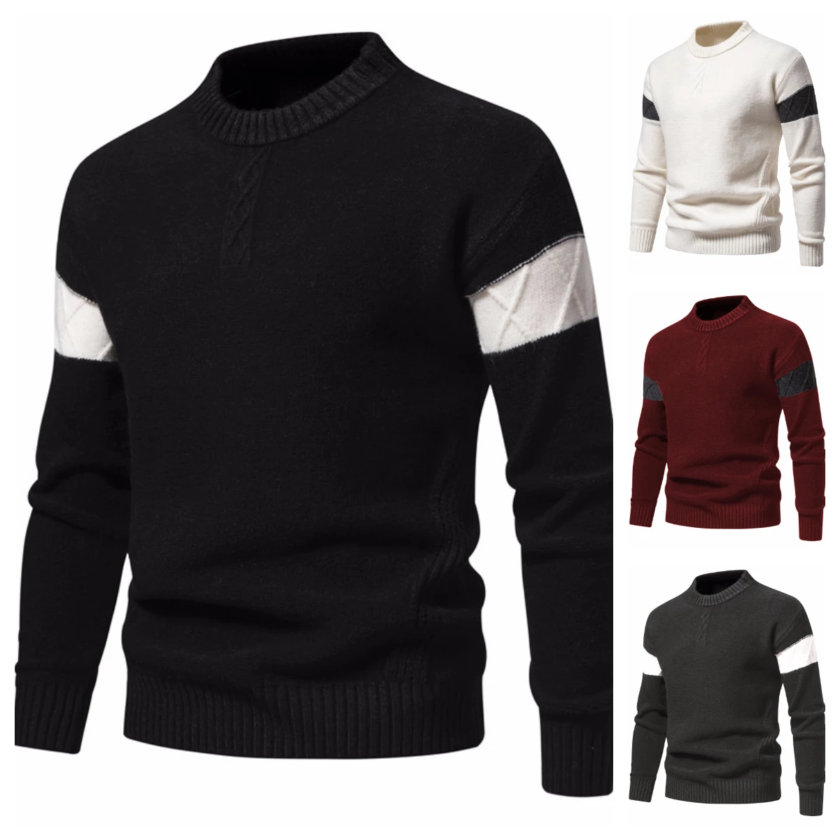 

Мужской вязаный свитер с цветными цветами, новинка осень-зима