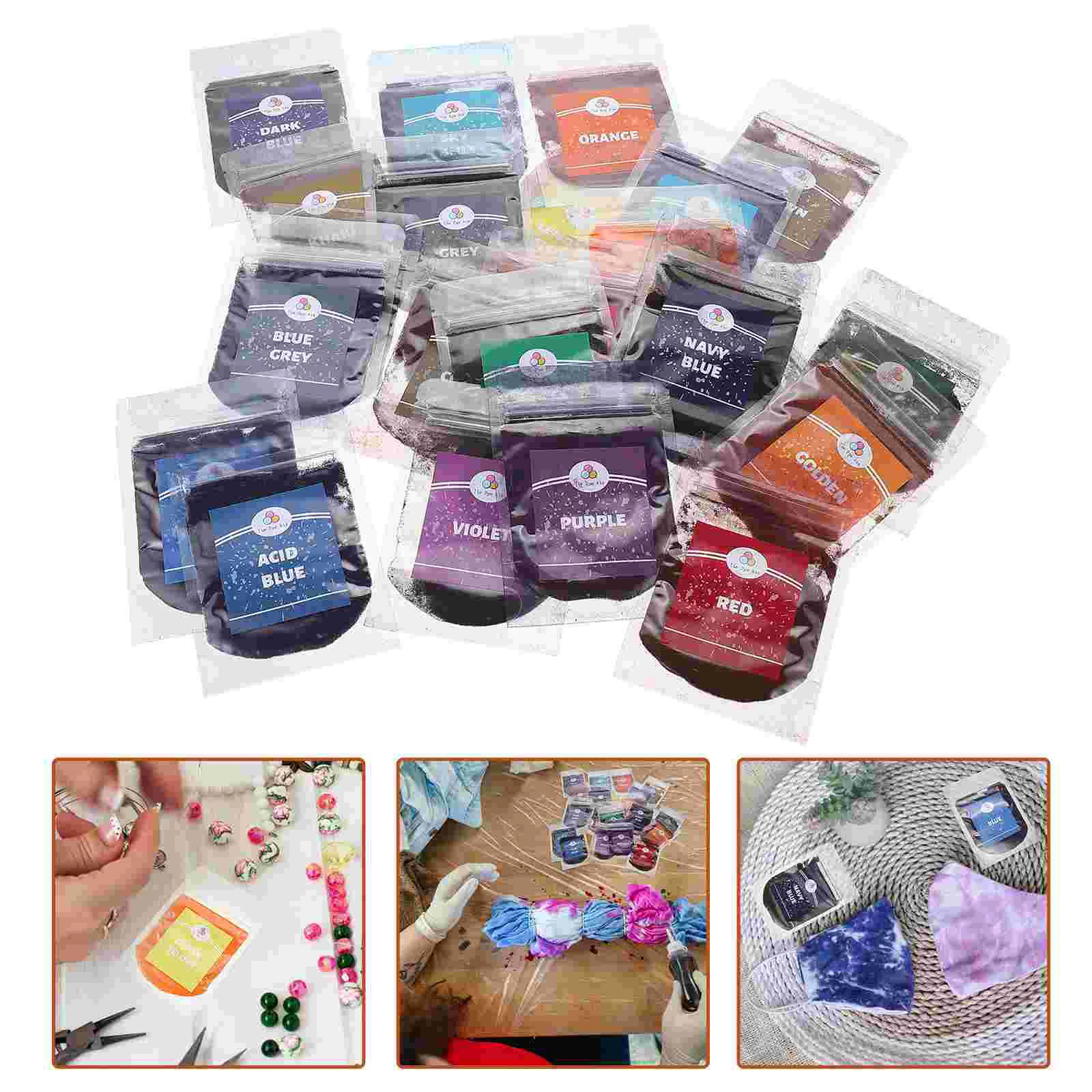 

24 Bags of Permanent Tie Dye Powders for Tie Dyeing Fabric Dye Tie Dye Party Supplies