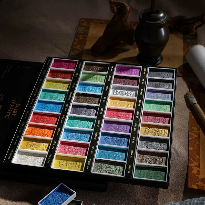 

Paul Rubens Chinese Painting Pigment Solid Watercolor Paint Set Glitter Pearlescent Color Artist Drawing Art Supplies