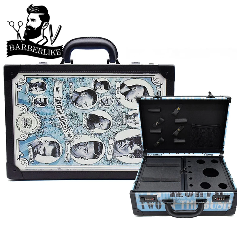 

Blue Hairdressing Barber Tool Box Hair Stylist Clipper Scissors Comb Storage Carrying Case Tools BarberShop Suitcase