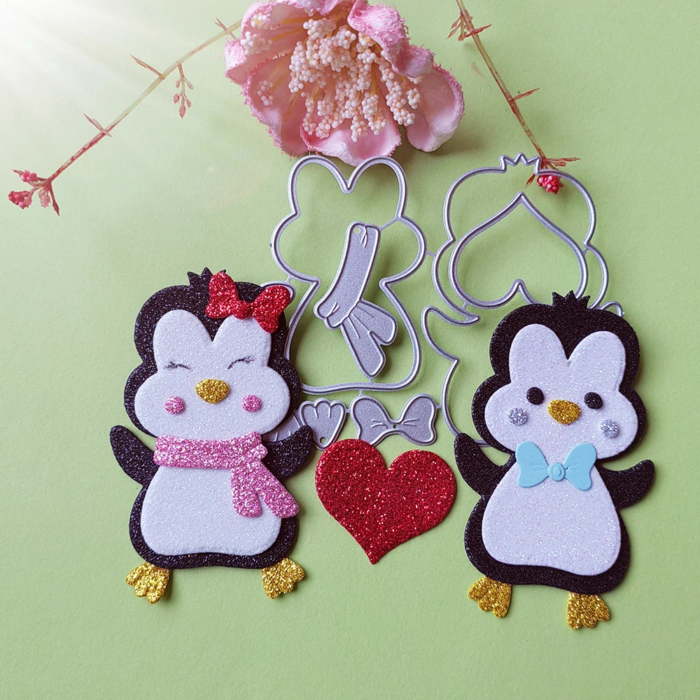 

New Penguins for Valentine's Day cutting dies scrapbook decoration embossed photo album decoration card making DIY crafts