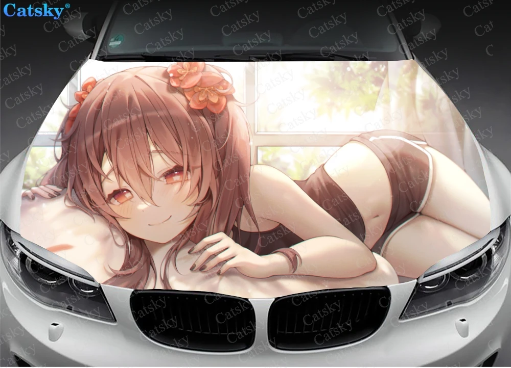 Виниловые наклейки на капот автомобиля Ху Тао (Genshin Impact) виниловая пленка крышку