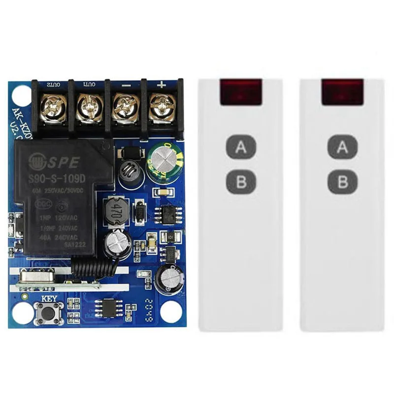 Радиочастотный пульт дистанционного управления, 433 МГц, 12 В постоянного тока, 24 В, 48 В, 30 А, беспроводной релейный приемник и передатчик, дальность 1000 метров