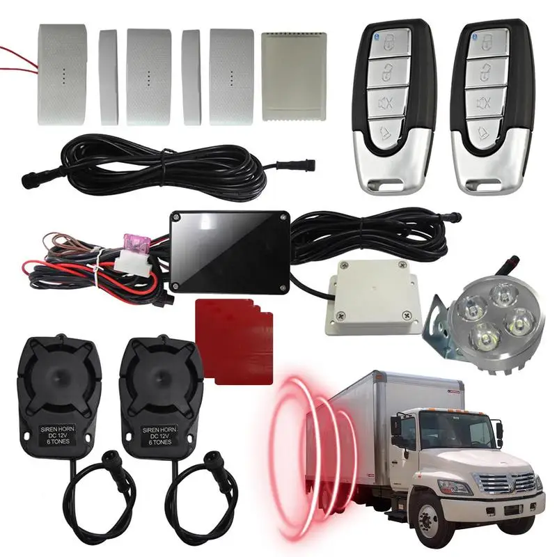 

Truck Alarm Systems Universal Car Alarm System with Remote Start 12V-24V Dual Induction Spotlights Anti-stealing Oil System Kit