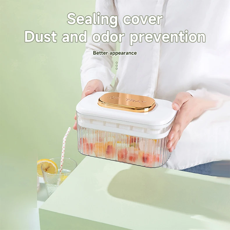 

Press-out Ice Lattices Large Ice Cube Trays with Lid for Freezer Easy Release Ice Box Mold 24-Grid Square Ice Cube Tray Reusable