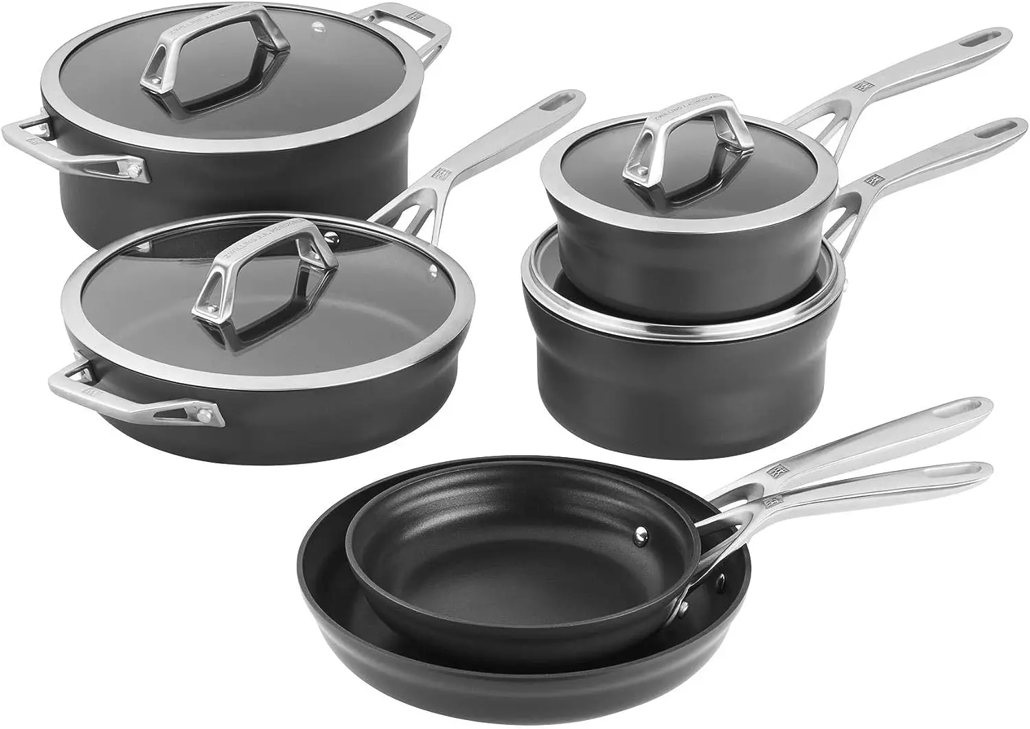 

Nonstick Hard-Anodized 10-Piece Cookware Set in Grey, Dutch Oven, Fry pan, Saucepan